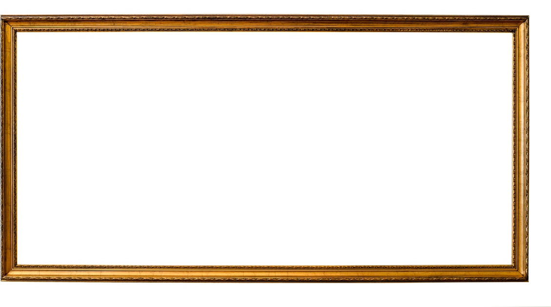 blank long narrow old golden picture frame cutout